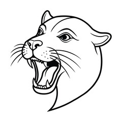 snarling sea lion head in jagged whisker lines version one on white background Vector illustration