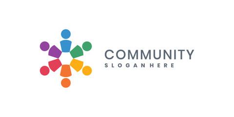 Colorful abstract community logo with people in circle shape