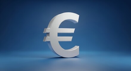 Fototapeta premium Clean Euro currency symbol on simple blue background