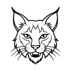 aggressive lynx head with pointed ear tufts and details version two on white background Vector illustration
