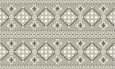 Seamless tribal rug pattern inspired and traditional weaving. This geometric design features earthy tones of beige, cream, and black, perfect for backgrounds, textiles, digital papers.