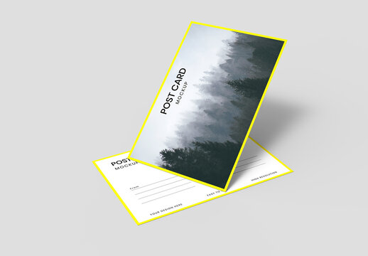 Postcard Mockup Template with Forest Image