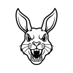 aggressive rabbit head with arched ears and tight posture version two on white background Vector illustration