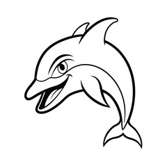 angry dolphin head sketch in streamlined outline style version two on white background Vector illustration