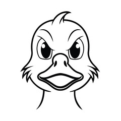 angry duck head in forward facing beak and tight expression version two on white background Vector illustration