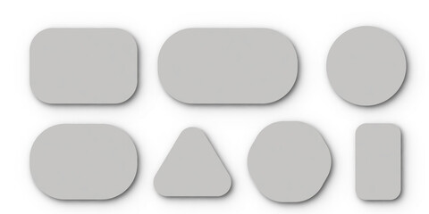 Simple grey illustration 3D speech bubbles. Blank message communication shapes concept. Set of dialogue and discussion icons.