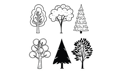 Collection of Hand-Drawn Tree Illustrations