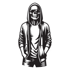 Stylish skull in modern hoodie posing confidently with urban fashion vibe vector art image vector.