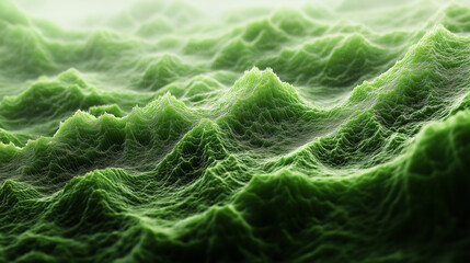 Abstract background, Green fiber texture, Intricate green waves, 3D surface