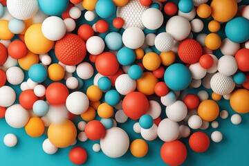 Vibrant collection of spheres in colorful arrangement with various textures