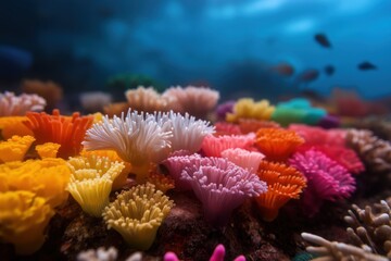 Colorful coral reef with marine life in an underwater tropical scene