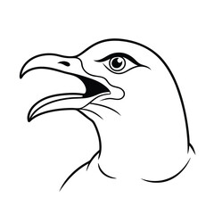 angry seagull head in squawk motion and open beak version one on white background Vector illustration