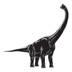 An iconic sauropod form – Apatosaurus silhouette in minimalist Apatosaurus vector – Apatosaurus illustration   © Vectorhub