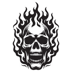 Scary skull on fire vector image.