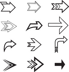 Arrow Sign Vector Collection with Unique Designs and Shapes – Directional Arrows for Navigation, UI Icons, Road Signs, Infographics, and Graphic Design Elements in Various Styles and Forms