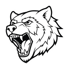 enraged bear head with broken fang details bold outline version one on white background Vector illustration