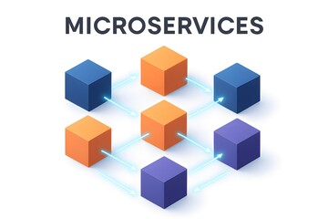 Microservices Infographic Design with Service Integration Pattern for Cloud Architecture