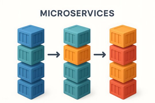 Stylized Microservices Infographic with Creative Architecture Design for Tech Presentations