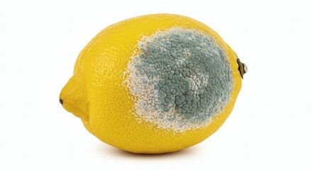 Moldy Lemon Isolated Yellow Citrus Decay Against White with Food Spoilage.