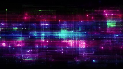 Futuristic glitch background with neon green and purple digital noise - Powered by Adobe