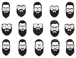 MEN'S BEARD FACE WITH GLASSES SILHOUETTE