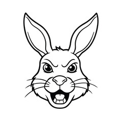 enraged rabbit head in frown expression and tight ears version one on white background Vector illustration