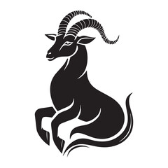 Capricorn Zodiac Sign black icon silhouette vector flat illustration design on white background