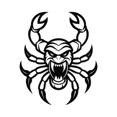 enraged scorpion head line art with bold claws and stinger version two on white background Vector illustration
