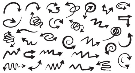 Hand drawn arrows collection on white background