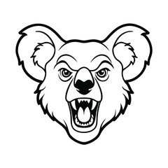 fierce koala head with clenched mouth and tough look version one on white background Vector illustration