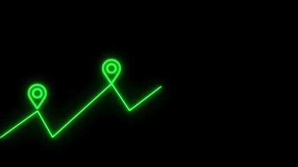 glowing neon business graph up with location loping concept animated.