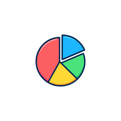 Chart icon with a colorful pie chart suitable for business presentations, reports, infographics, and data analysis applications.