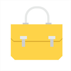 Modern flat design of a briefcase icon in yellow color for business and office themes