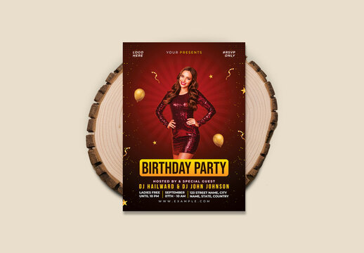 Elegant Birthday Party Flyer Template