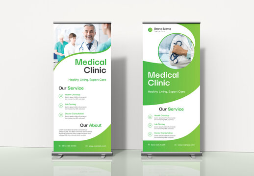 Medical Healthcare Clinic Roll-Up Banner Design Template