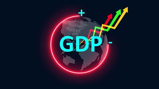 Stock exchange market blockchain, digital money, cryptocurrency GDP data analytics graph chart, finance business investment data with. GDP Growth concept. global economy, national budgets, 