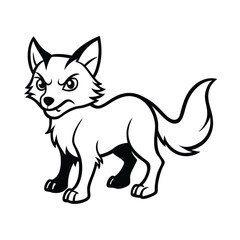 furious fox cub head with sharp little fangs and fierce eyes version one on white background Vector illustration