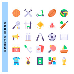 25 Sports Flat icon pack. vector illustration.
