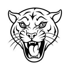furious jaguar head in forward leaning aggressive pose version one on white background Vector illustration