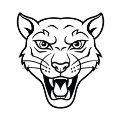 furious leopard head in smooth spot outline and detailed fur version one on white background Vector illustration