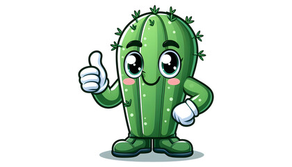 Cartoon Cactus Character with Thumbs Up