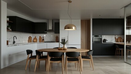 modern kitchen and dining area