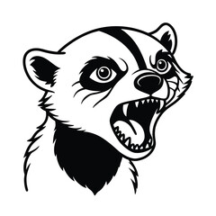 furious meerkat head with raised brow and sharp muzzle version two on white background Vector illustration