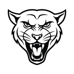 furious panther head in forward attack pose with detailed fur on white background Vector illustration