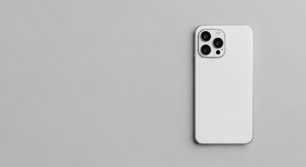 Sleek Smartphone Design Modern Minimalist White Mobile Phone with Quad Camera, Top View Photography showcasing Technology and Innovation