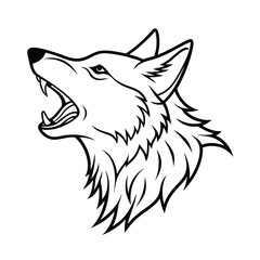 howling wolf head in expressive line drawing style version one on white background Vector illustration