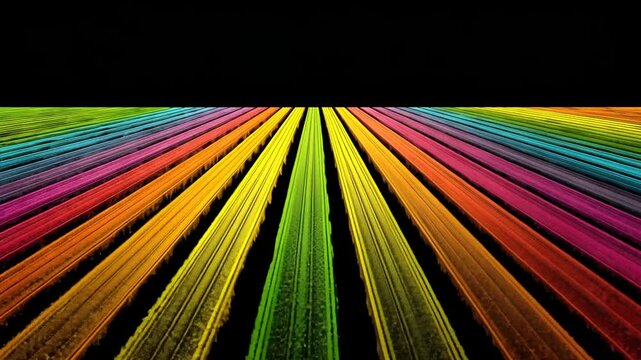 Abstract rainbow stripes on black background