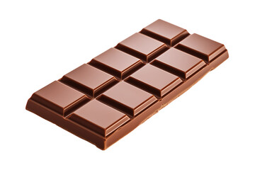 Delicious milk chocolate bar with breaking segments isolated on transparent background