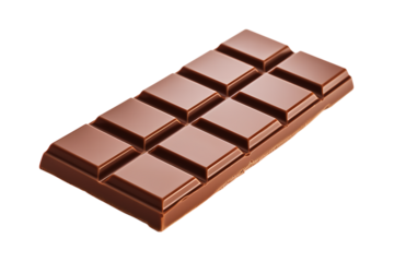 Delicious milk chocolate bar with breaking segments isolated on transparent background