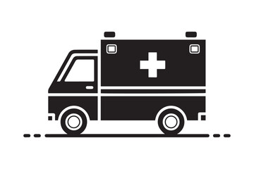 Fototapeta premium Ambulance Vehicle Silhouette Icon for Emergency Medical Services and Healthcare